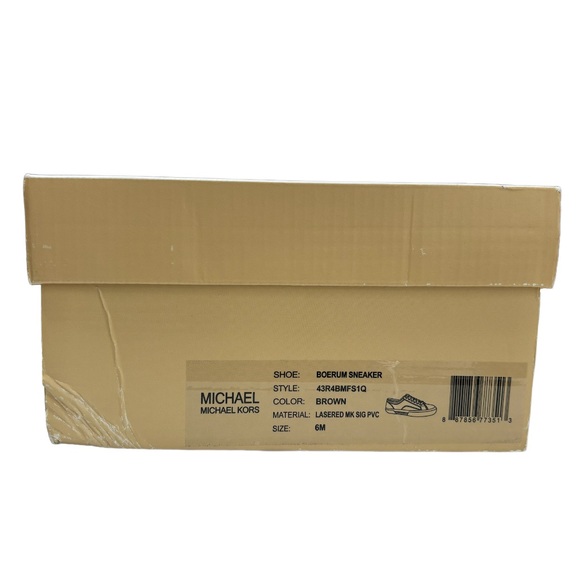 Michael Kors Monogram Boerum Sneakers Brown Gold Luxury Designer MK Logo Size 6M - Picture 6 of 16